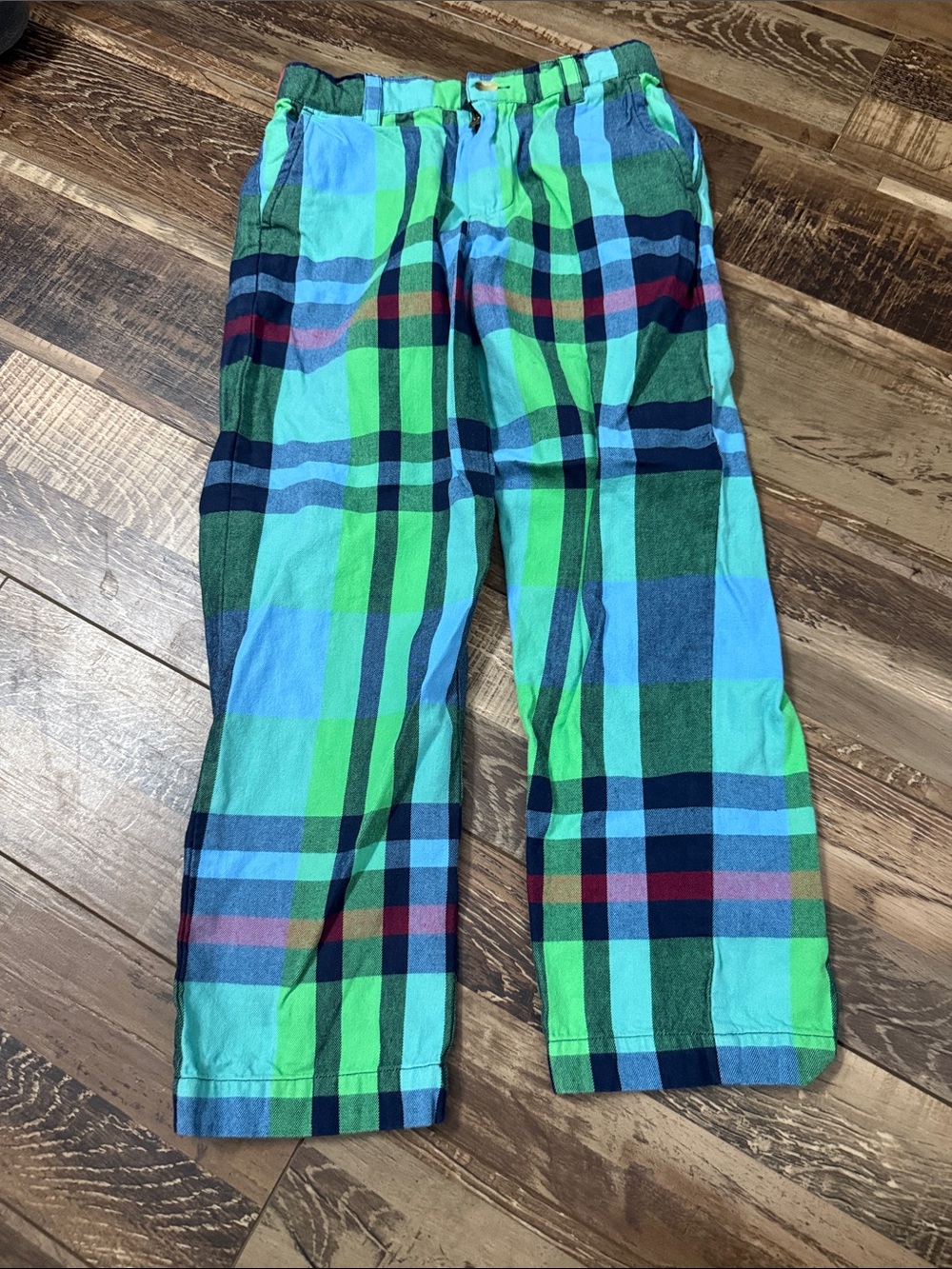 Kids Plaid Casual Pants - Green & Blue